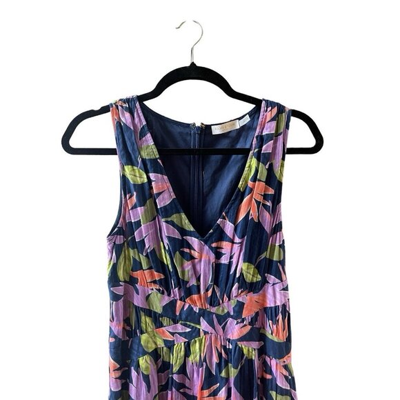 Ramy Brook Miles Floral Maxi Dress Navy High-Low V-Neck Sleeveless Size 4 - Picture 9 of 12